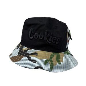 Cookies Bucket Hat Mens L/XL Black Camo Hickory Stripe Utility Pocket Hat